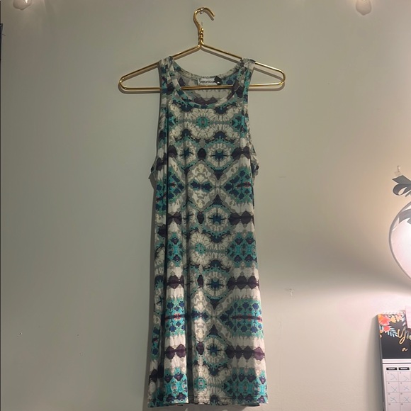 Veronica M Blue and White Halter Sheath Dress - Picture 1 of 1